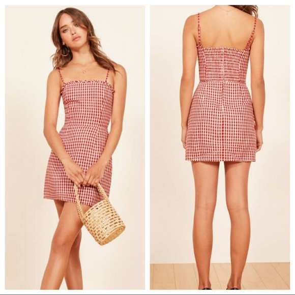 reformation checkered dress